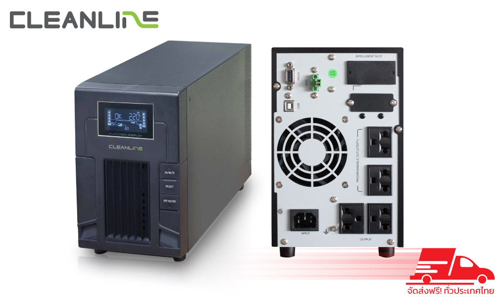 เครื่องสำรองไฟ Cleanline PS-1000 Line Interactive UPS Pure sine wave สำหรับคอมพิวเตอร์ เซิร์ฟเวอร์ และ NAS