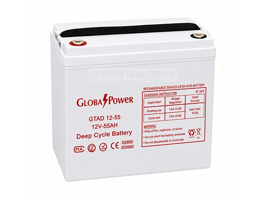 GlobalPower Battery GTAD12-55 แบตเตอรี่ Deep Cycle AGM VRLA 12V 55Ah สำหรับ UPS และ Solar