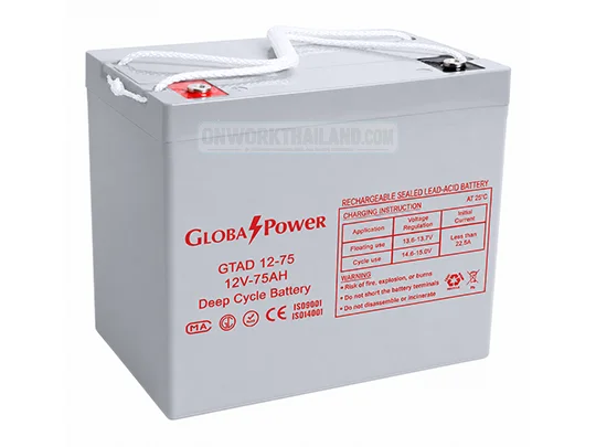 GlobalPower Battery GTAD12-75 แบตเตอรี่ Deep Cycle AGM VRLA 12V 75Ah สำหรับ UPS และ Solar