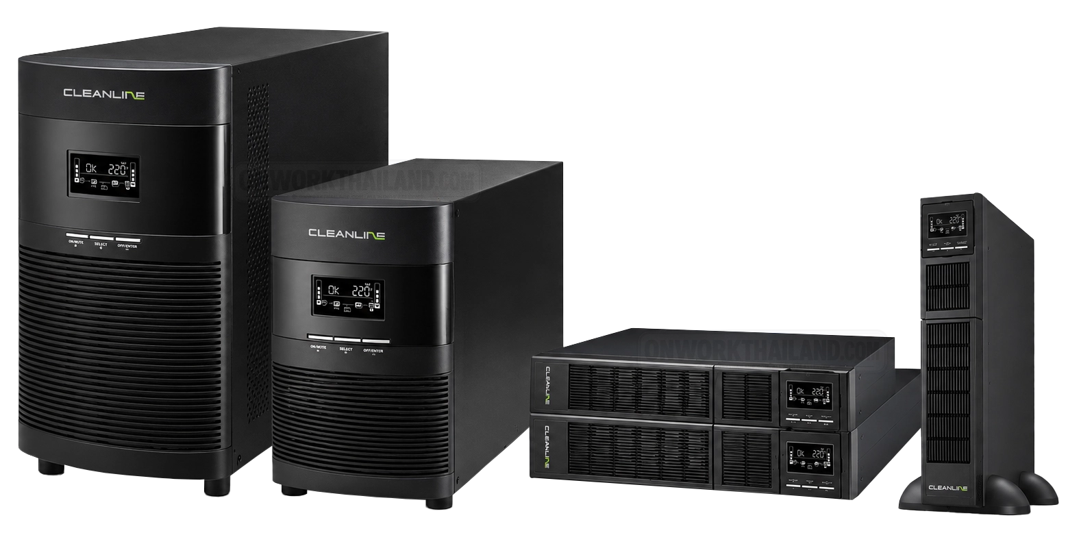 CLEANLINE T-Series และ TR-Series PF1.0 เครื่องสำรองไฟ True Online UPS 1kVA 1.5kVA 2kVA 3kVA สำหรับ Server และ Network