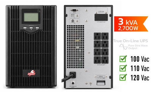 เครื่องสำรองไฟ 100V 110V 120V Silicon SI903 ขนาด 3kVA สำหรับอุปกรณ์นำเข้า