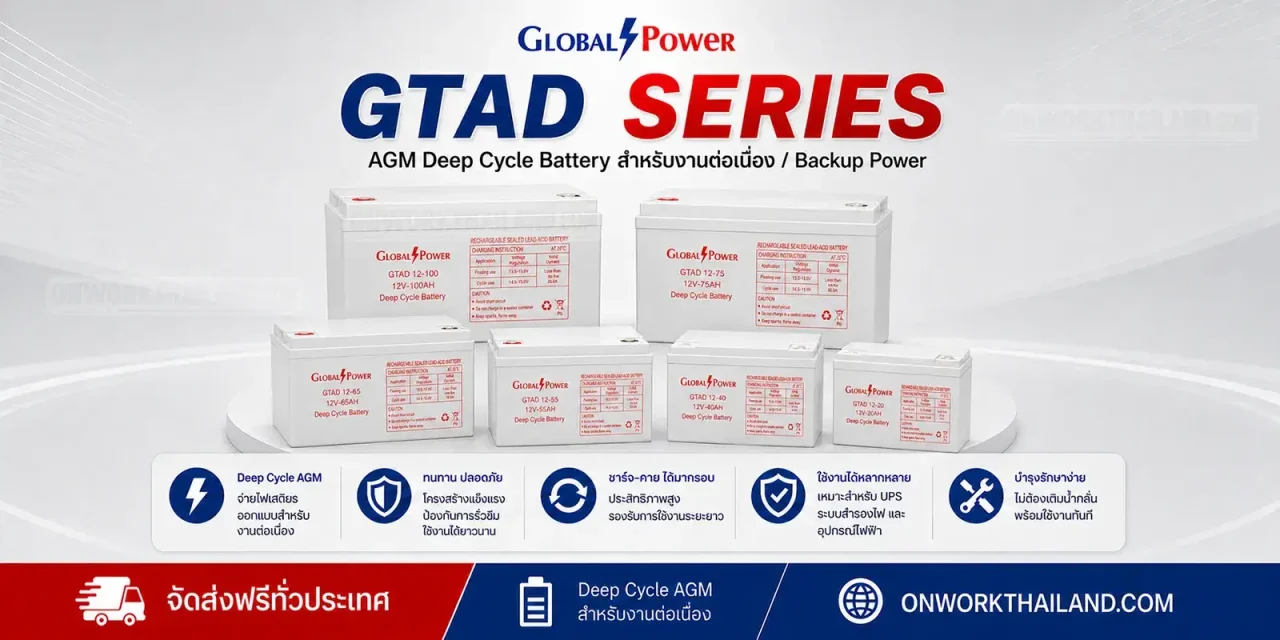 GlobalPower GTAD Series AGM Deep Cycle Battery สำหรับระบบสำรองไฟและงานต่อเนื่อง