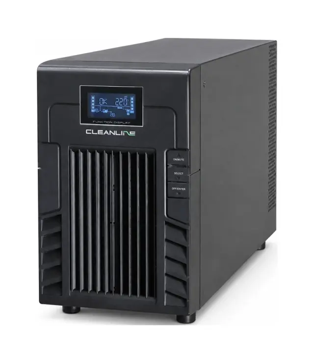 CLEANLINE UPS PS-3000 มุมด้านหน้า พร้อมหน้าจอ LCD และปุ่มควบคุม