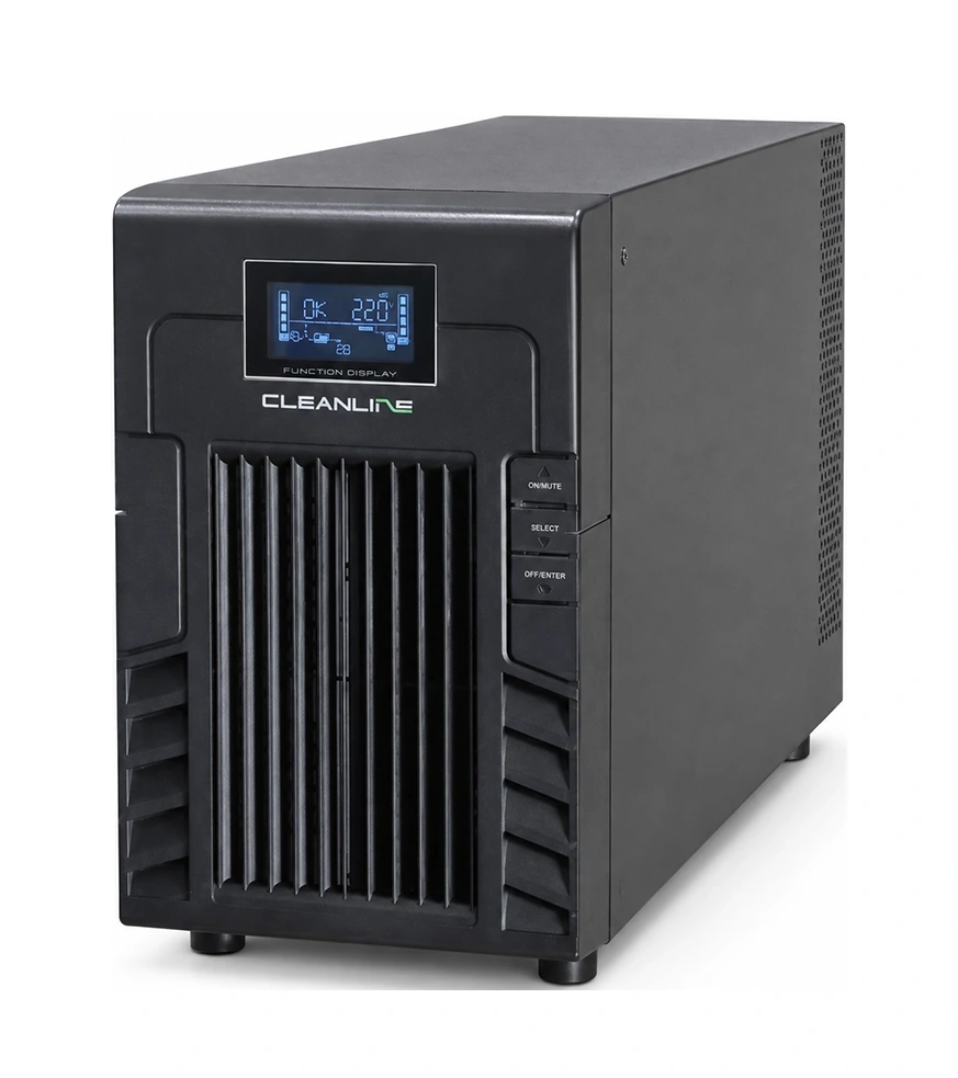 CLEANLINE UPS PS-3000 มุมด้านหน้า พร้อมหน้าจอ LCD และปุ่มควบคุม